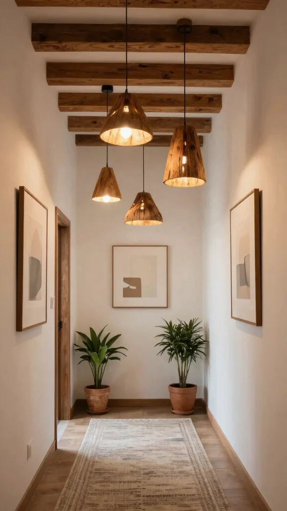 14 Hallway Lighting Ideas for a Bright Layered Beautiful Entrance - 1. Reclaimed Wood Pendant Lights 1