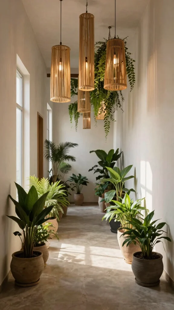 14 Hallway Lighting Ideas for a Bright Layered Beautiful Entrance - 7. Biophilic Design Elements 1