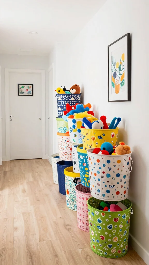 14 Hallway Storage Solutions That Keep Your Entrance Tidy and Stylish - 11. Decorative Bins for Toys and Miscellaneous Items 1