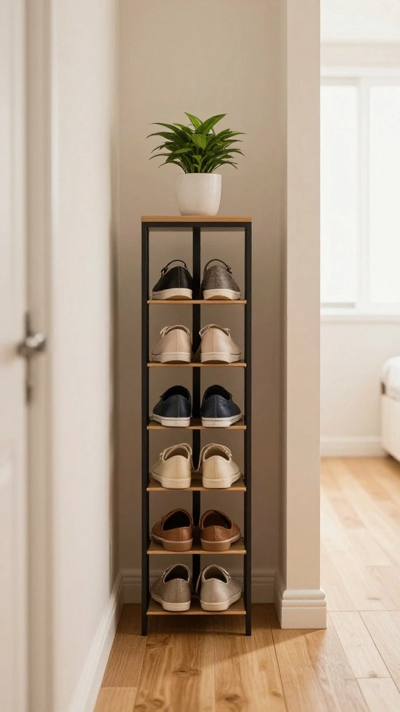 14 Hallway Storage Solutions That Keep Your Entrance Tidy and Stylish - 3. Vertical Shoe Racks 1