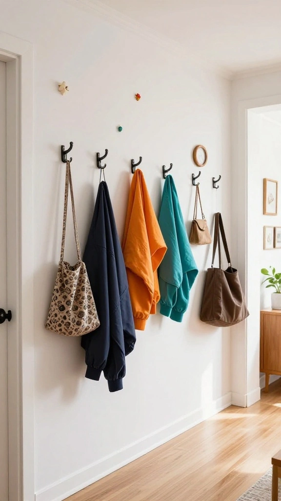 14 Hallway Storage Solutions That Keep Your Entrance Tidy and Stylish - 4. Wall-Mounted Hooks 1