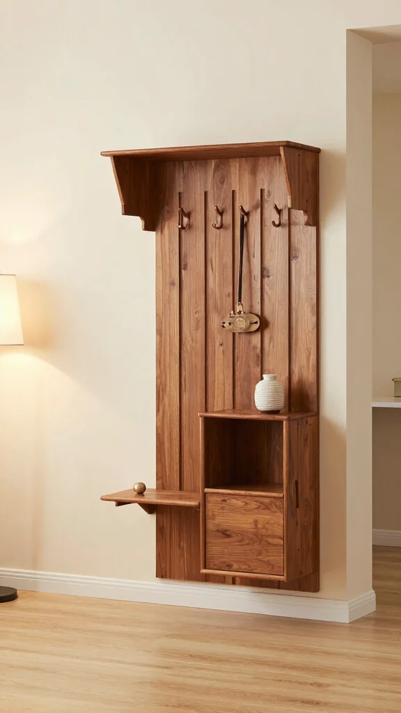 14 Hallway Storage Solutions That Keep Your Entrance Tidy and Stylish - 6. Combination Unit with Hooks and Shelves 1