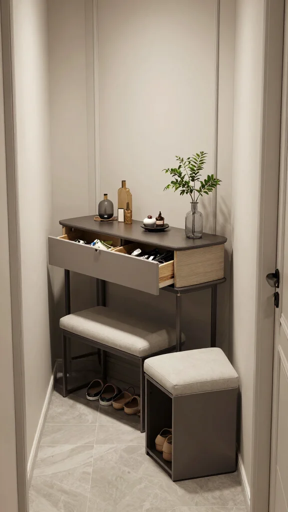14 Narrow Corridor Ideas That Make a Tight Space Feel Stylish and Open - 4. Incorporate Multi-Functional Furniture 1
