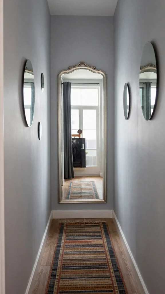14 Narrow Corridor Ideas That Make a Tight Space Feel Stylish and Open - 6. Use Mirrors to Reflect Light 1