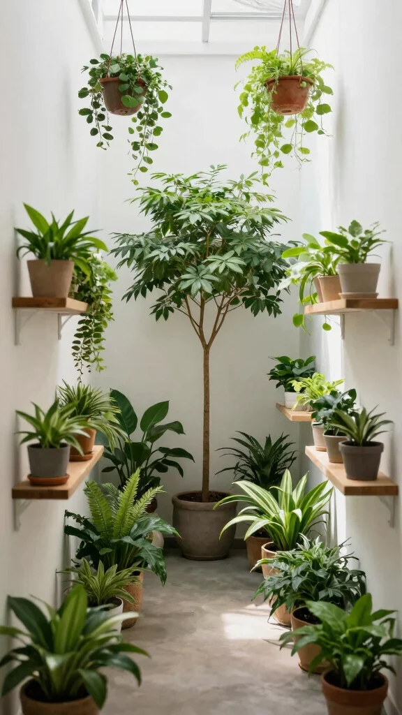 14 Narrow Corridor Ideas That Make a Tight Space Feel Stylish and Open - 8. Greenery and Plants 1