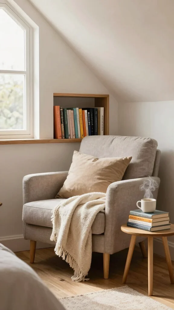 15 Attic Bedroom Ideas for a Cosy Beautiful Top-Floor Sleep Space - 5. Create a Cozy Reading Nook 1