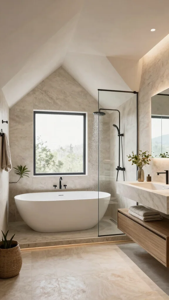 Attic Master Suite: 13 Luxurious Ideas for a Private Top-Floor Retreat - 9. Spa-Like Bathroom Features 1
