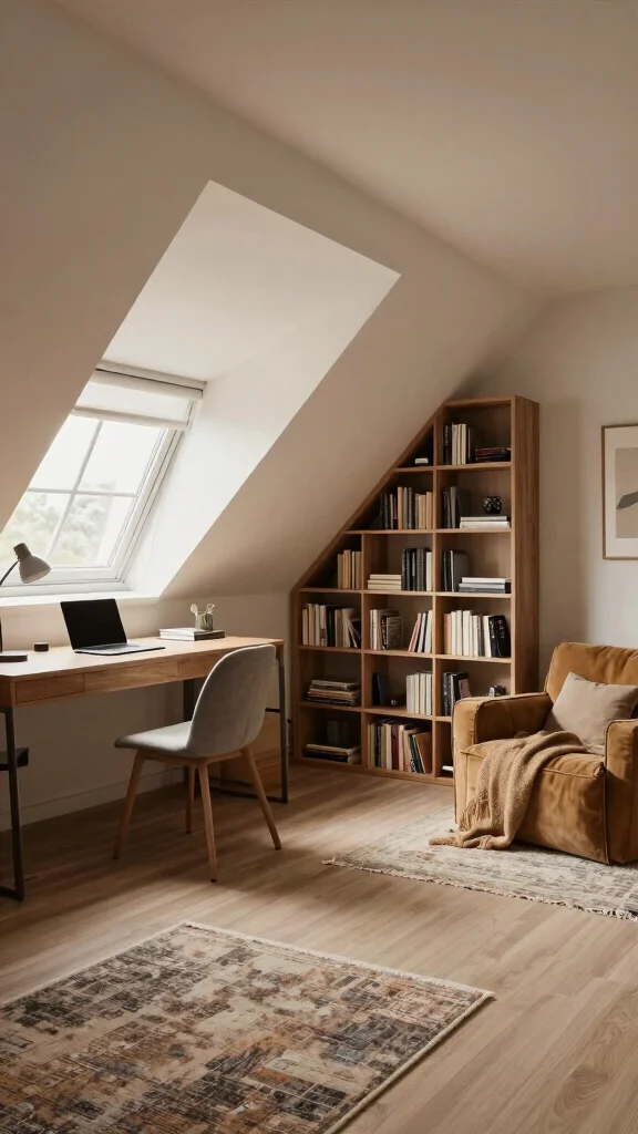 Attic Office Layout: 13 Ideas for a Quiet Productive Top-Floor Workspace - 10. Create Separate Zones 1
