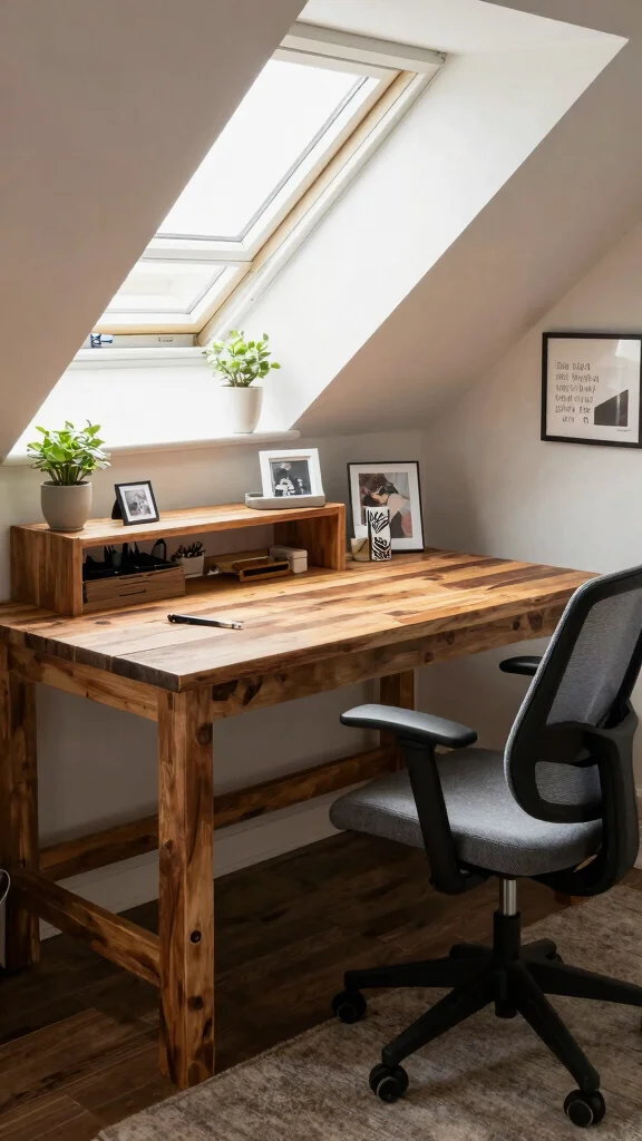 Attic Office Layout: 13 Ideas for a Quiet Productive Top-Floor Workspace - 5. Design a Functional Desk Area 1