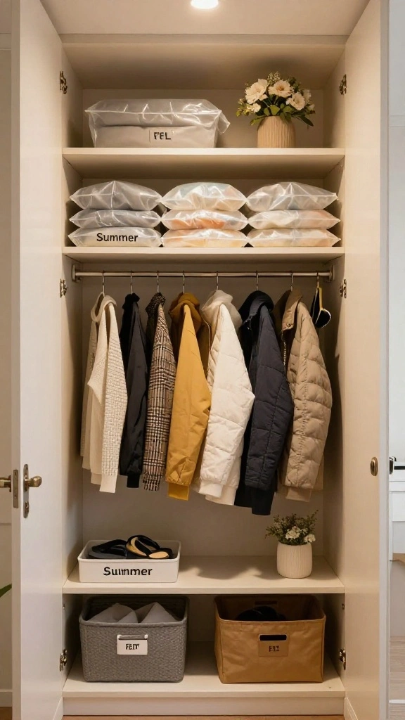 Entryway Closet Organisation: 11 Smart Ideas for a Neat Functional Space - 6. Seasonal Rotation 1