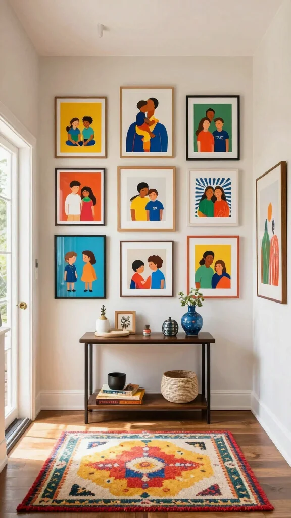 Entryway Command Centre: 12 Ideas for a Tidy Organised Family Hub - 10. Playful Art Displays 1