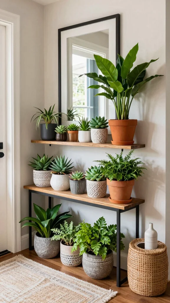 Entryway Command Centre: 12 Ideas for a Tidy Organised Family Hub - 12. Plants for Freshness 1