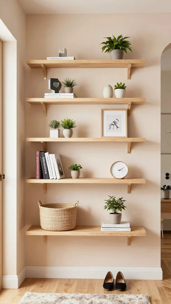 Entryway Inspiration: 13 Modern Ideas for a Sleek Stylish Welcome - 1. Floating Shelves for a Minimalist Vibe 1