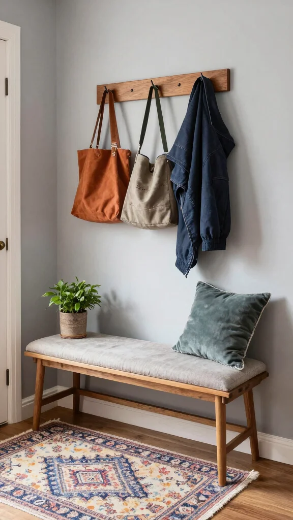 Entryway Inspiration: 13 Modern Ideas for a Sleek Stylish Welcome - 2. Stylish Bench for Functional Seating 1