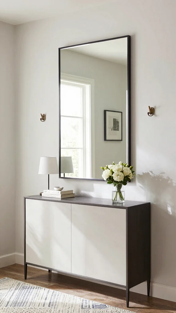 Entryway Inspiration: 13 Modern Ideas for a Sleek Stylish Welcome - 3. Large Mirrors for Expanding Space 1