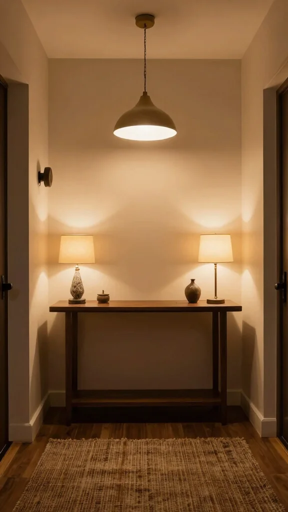 Entryway Inspiration: 13 Modern Ideas for a Sleek Stylish Welcome - 5. Layered Lighting for Warmth 1