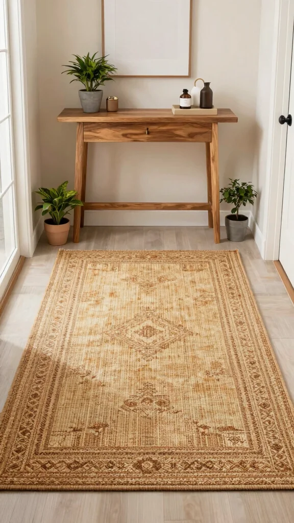 Entryway Inspiration: 13 Modern Ideas for a Sleek Stylish Welcome - 7. Textured Rugs for Cozy Appeal 1