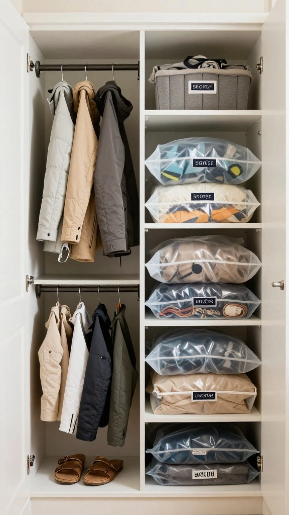 Hallway Closet Organisation: 11 Smart Ideas for a Neat Functional Space - 4. Seasonal Swaps 1