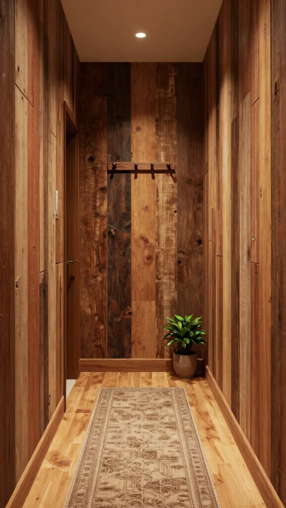 Hallway Panelling: 12 Textured Wall Ideas for a Timeless Architectural Detail - 1. Reclaimed Wood Elegance 1
