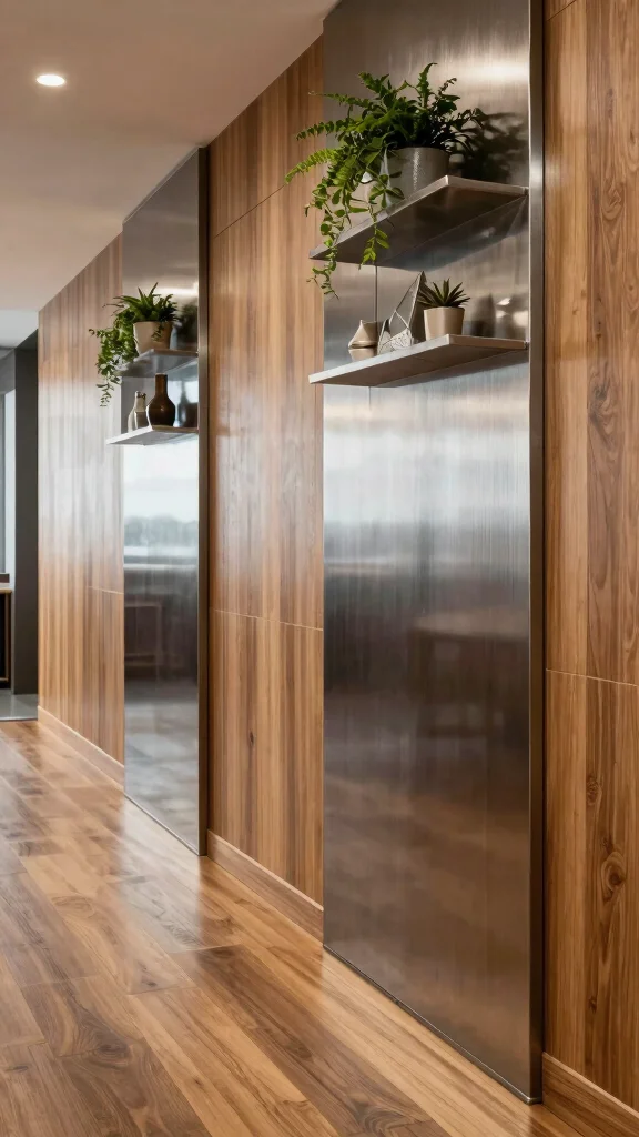 Hallway Panelling: 12 Textured Wall Ideas for a Timeless Architectural Detail - 11. Sustainable Metal Accents 1