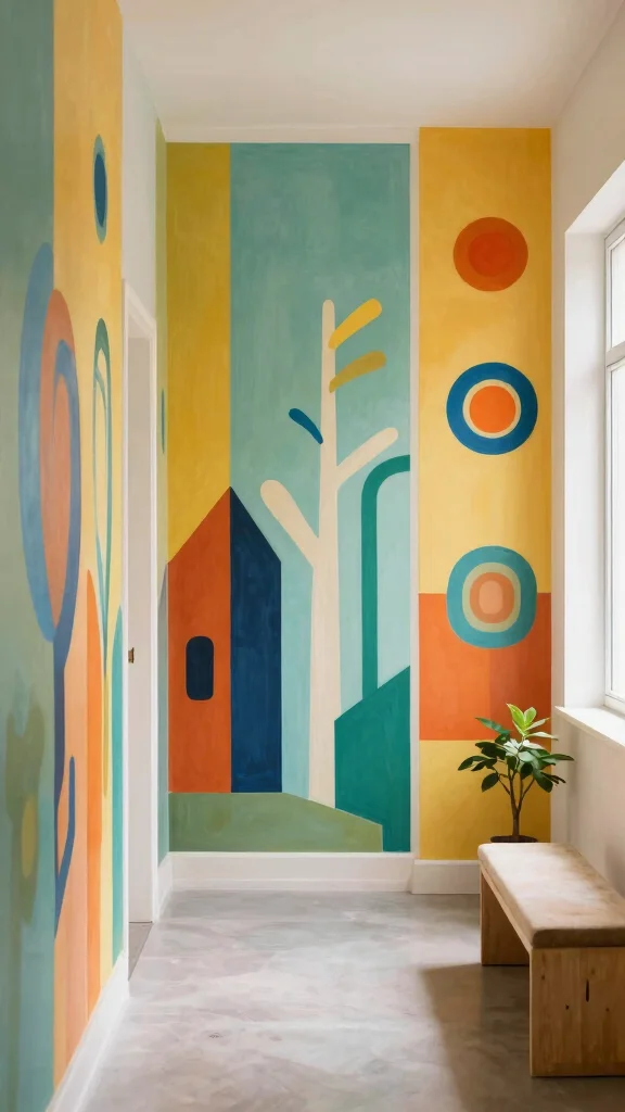 Hallway Panelling: 12 Textured Wall Ideas for a Timeless Architectural Detail - 12. Artistic Painted Panels 1
