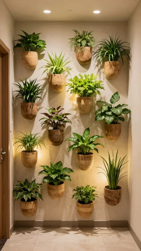 Hallway Panelling: 12 Textured Wall Ideas for a Timeless Architectural Detail - 7. Wall-Mounted Planters 1