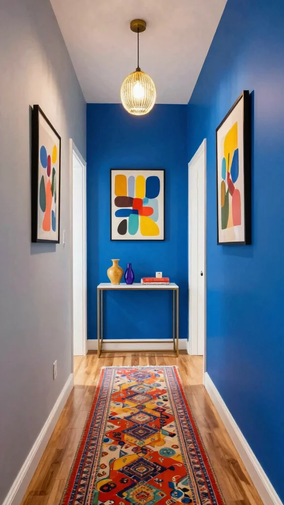 Narrow Hallway Motivation: 12 Beautiful Ideas for Tight Entrance Spaces - 1. Go Bold with Color 1