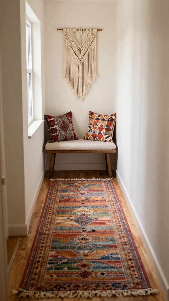 Narrow Hallway Motivation: 12 Beautiful Ideas for Tight Entrance Spaces - 5. Enhance with Textiles 1