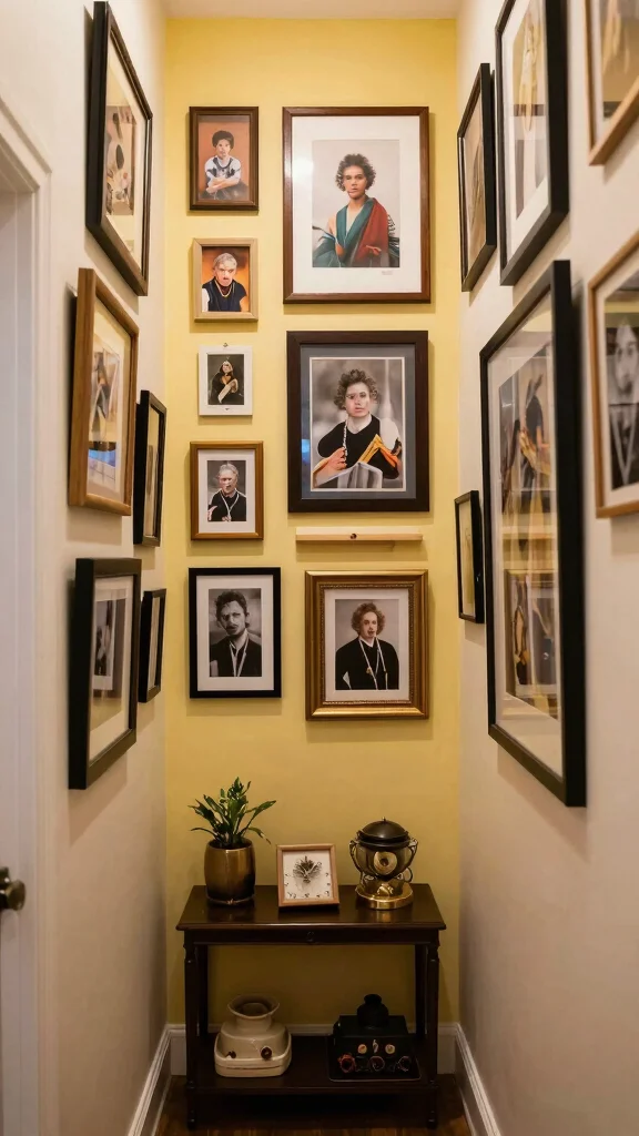 Narrow Hallway Motivation: 12 Beautiful Ideas for Tight Entrance Spaces - 6. Create a Gallery Wall 1