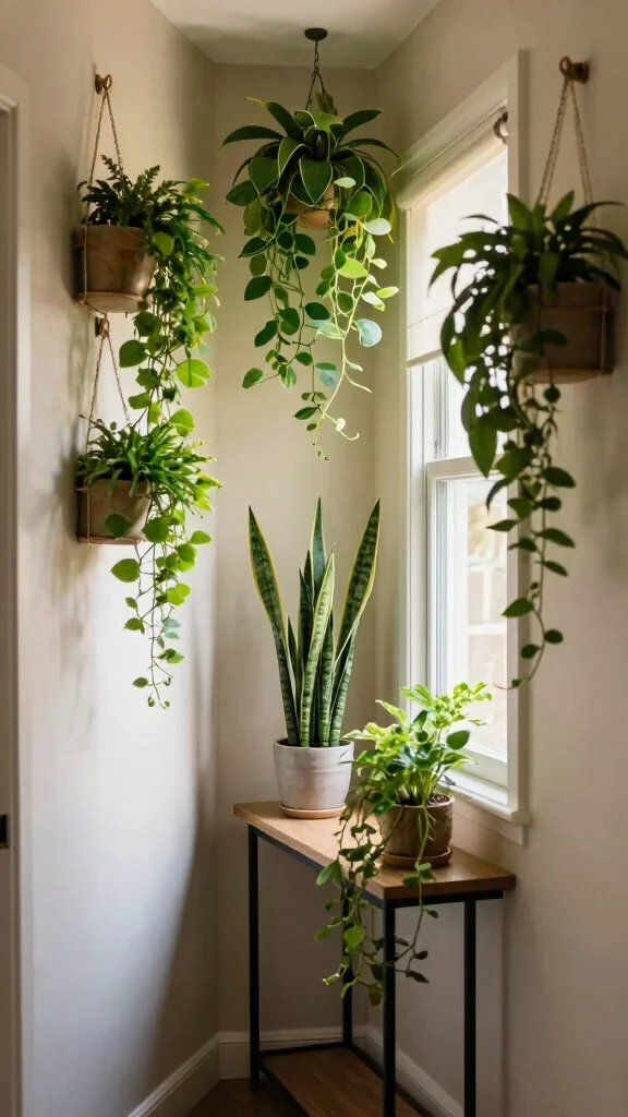 Narrow Hallway Motivation: 12 Beautiful Ideas for Tight Entrance Spaces - 7. Add a Touch of Greenery 1