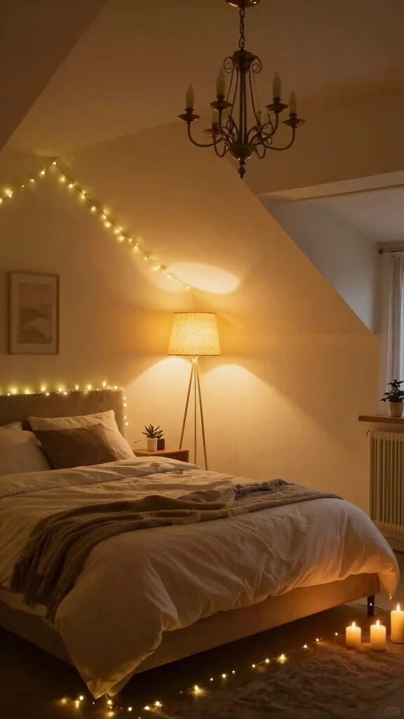 The Best 12 Attic Primary Bedroom Ideas for a Luxurious Private Suite - 4. Softly Illuminated Ambiance 1