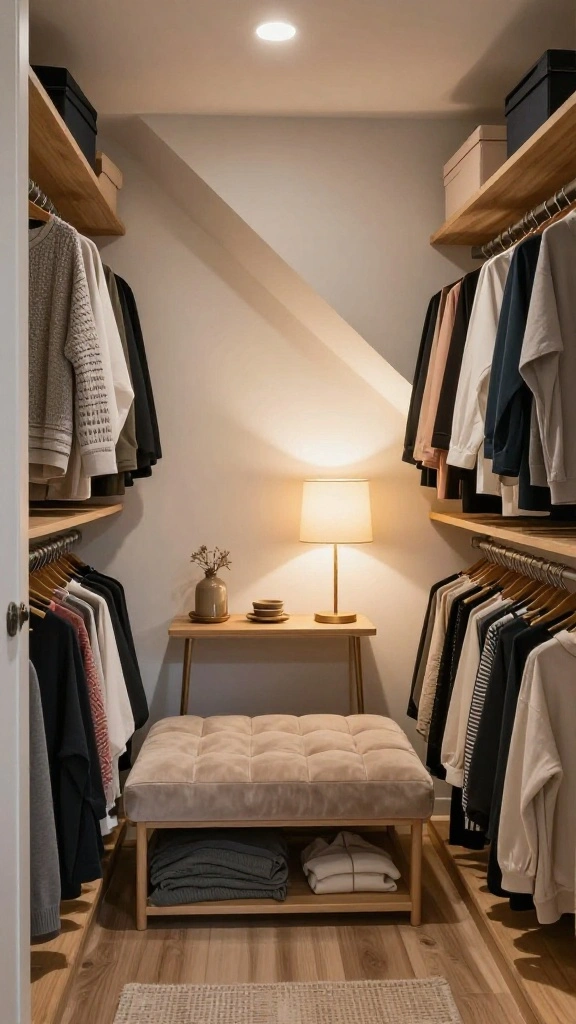 The Best 12 Attic Walk-In Closet Ideas for a Spacious Organised Wardrobe - 2. Cozy Nook with Seating 1