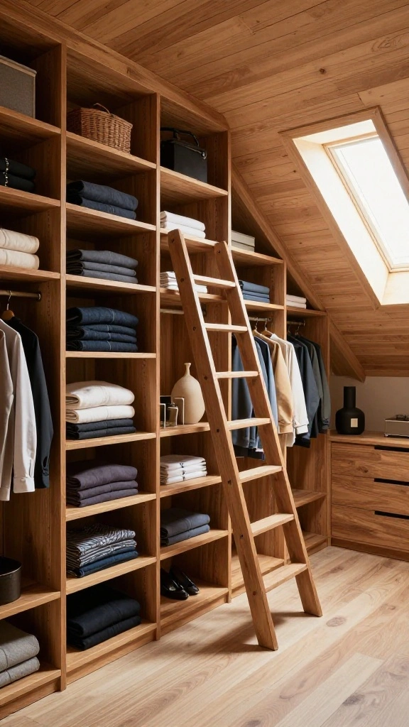 The Best 12 Attic Walk-In Closet Ideas for a Spacious Organised Wardrobe - 4. Built-In Shelving Units 1