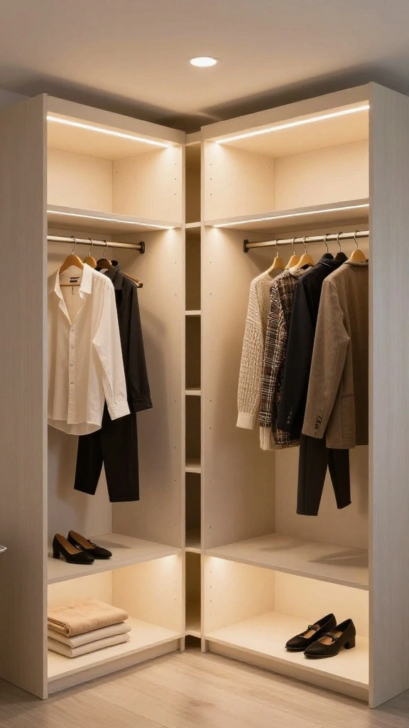 The Best 12 Attic Walk-In Closet Ideas for a Spacious Organised Wardrobe - 6. Integrated Lighting Solutions 1