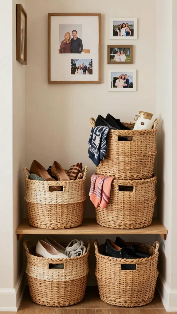 The Best 12 Entryway Drop Space Ideas for a Tidy Everyday Entrance - 5. Functional Baskets for Storage 1