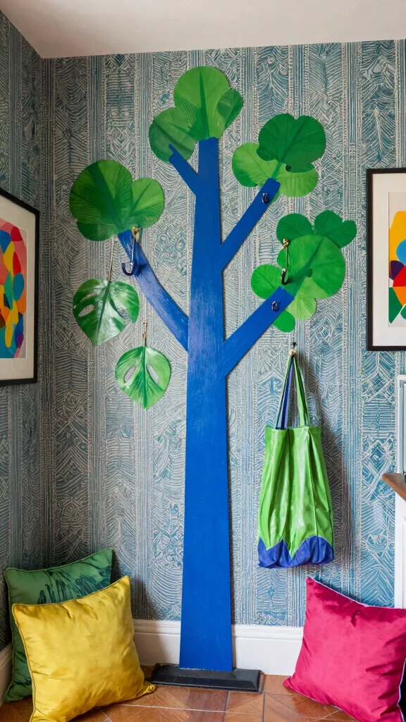 The Best 12 Entryway Hall Tree Ideas for a Complete Organisation Hub - 5. Bold Colors and Patterns 1