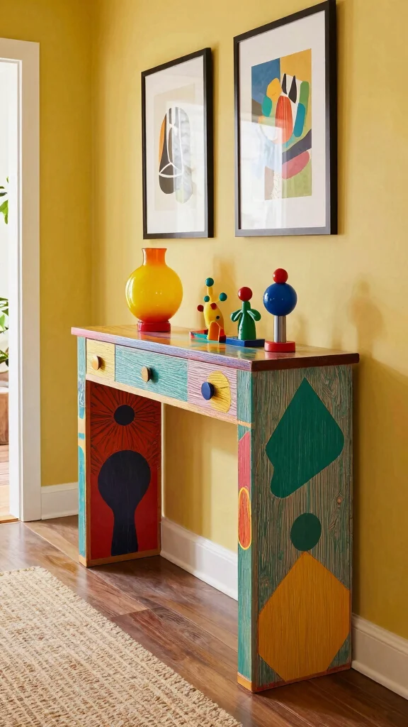 The Best 12 Hallway Console Table Ideas for a Stylish First Impression - 12. Playful Patterns and Textures 1