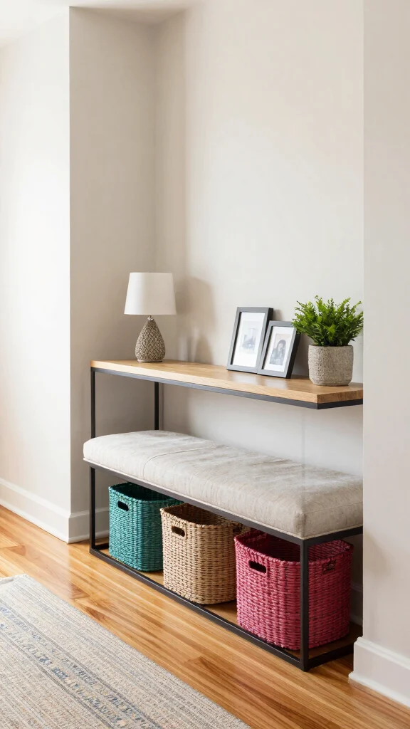 The Best 12 Hallway Console Table Ideas for a Stylish First Impression - 3. Stylish Storage with a Console Table and Bench Combo 1