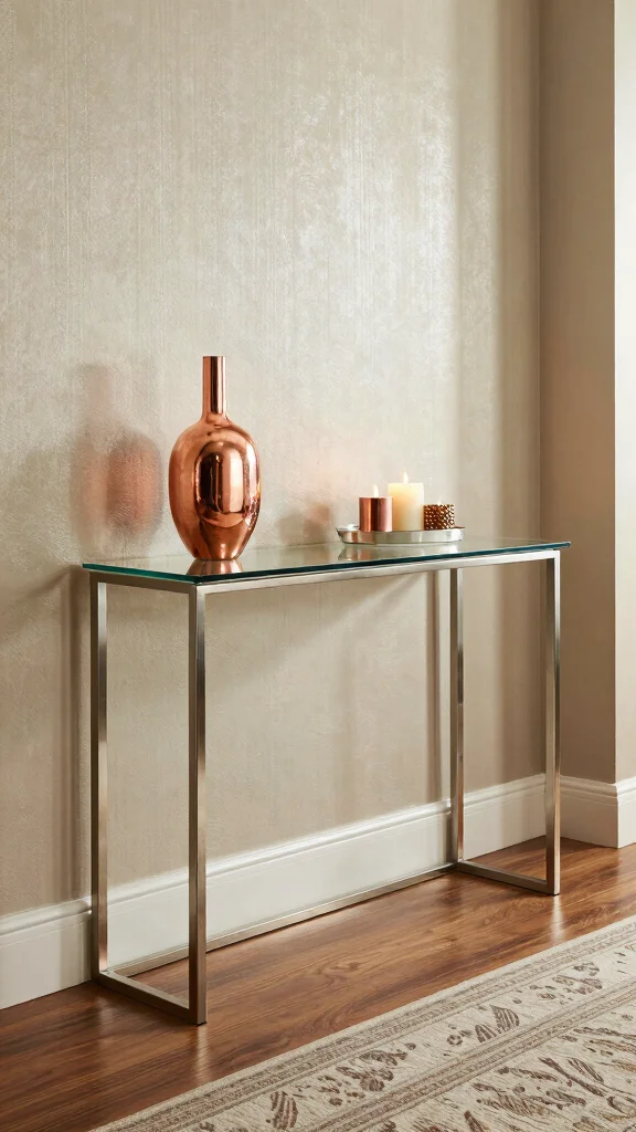The Best 12 Hallway Console Table Ideas for a Stylish First Impression - 4. Glamorous Touch with Metallic Accents 1