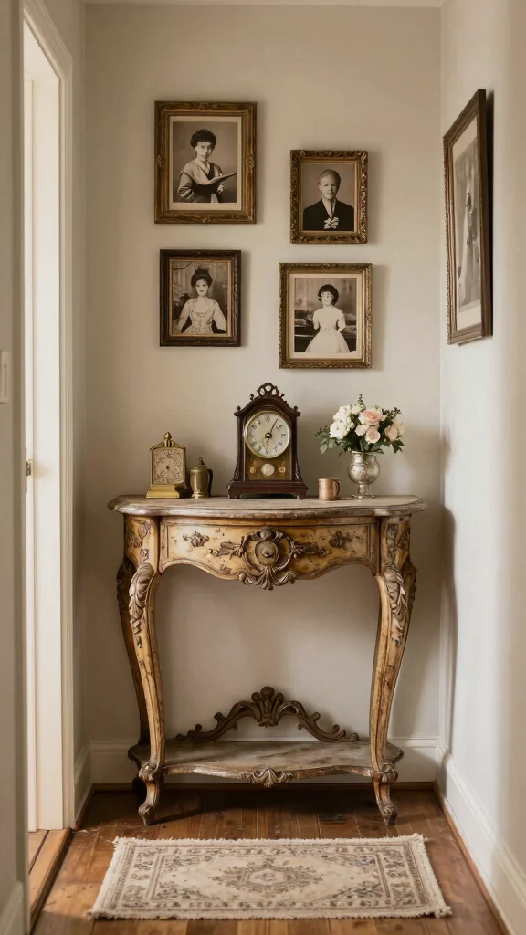 The Best 12 Hallway Console Table Ideas for a Stylish First Impression - 5. Vintage Finds for Timeless Appeal 1