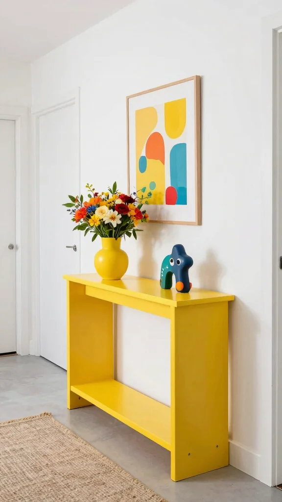 The Best 12 Hallway Console Table Ideas for a Stylish First Impression - 6. Bold Colors for a Statement Piece 1