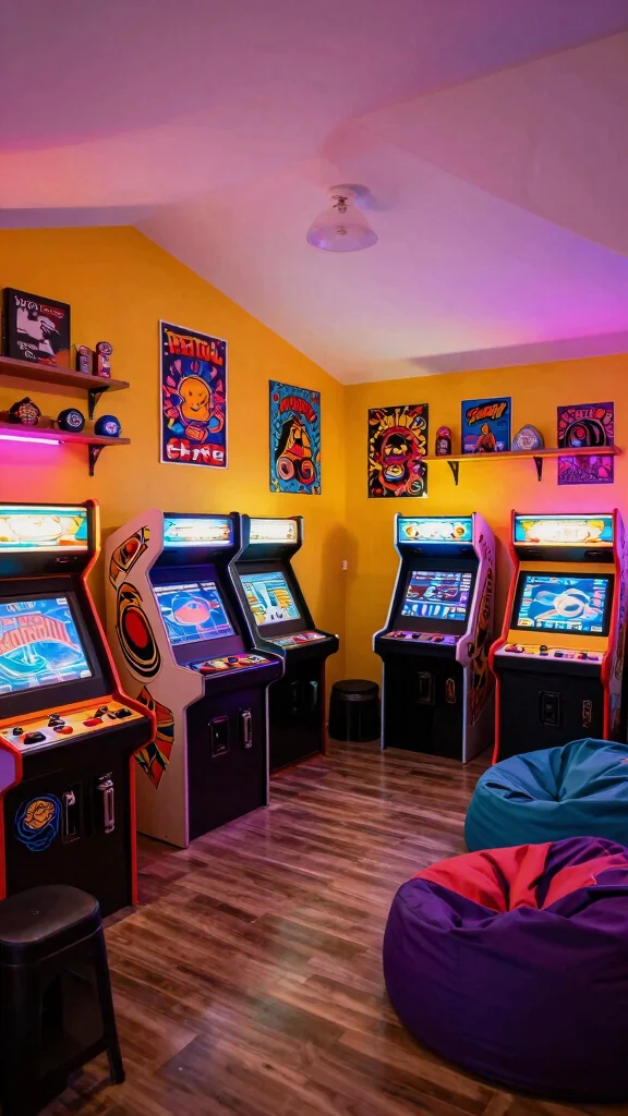 The Best 13 Attic Gaming Room Ideas for the Ultimate Top-Floor Setup - 1. Retro Arcade Paradise 1