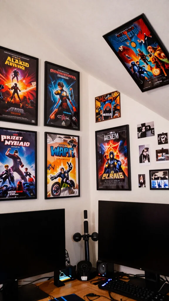 The Best 13 Attic Gaming Room Ideas for the Ultimate Top-Floor Setup - 11. Customizable Wall Art 1