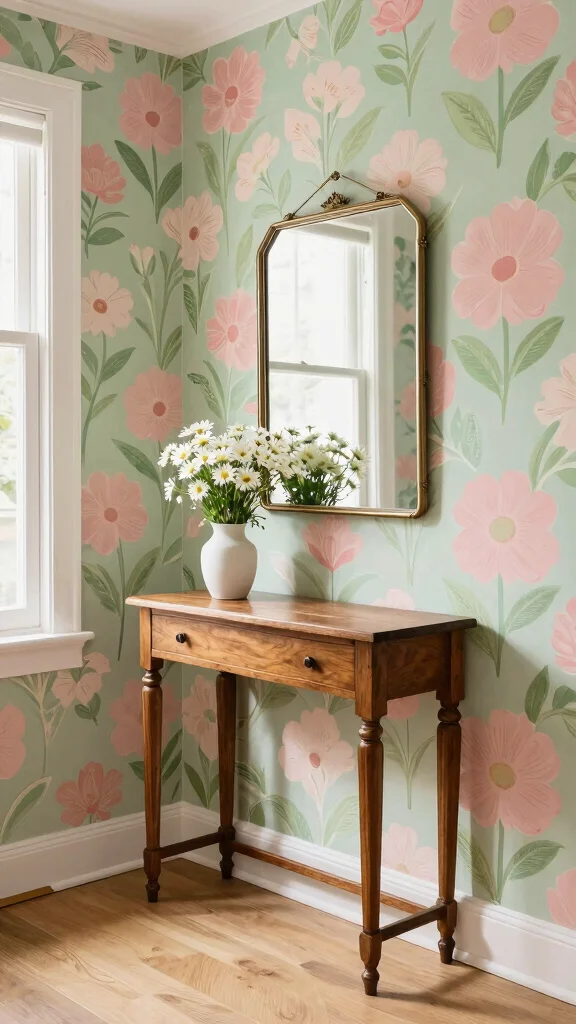 The Best 13 Entryway Wallpaper Ideas for a Bold Character-Filled Entrance - 1. Retro Floral Patterns 1