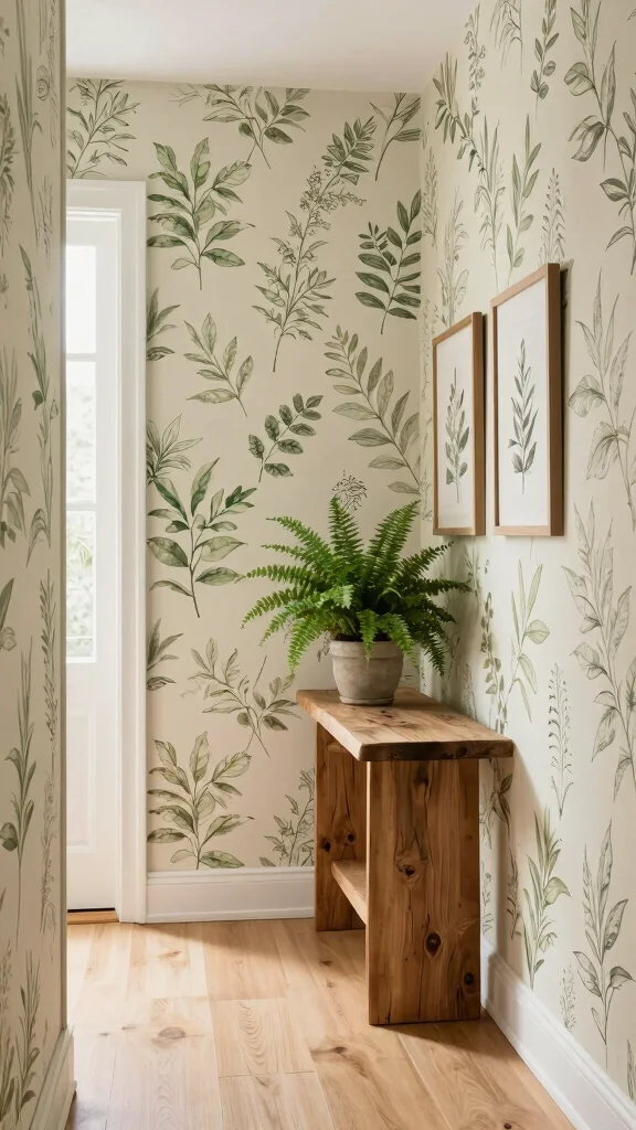 The Best 13 Entryway Wallpaper Ideas for a Bold Character-Filled Entrance - 11. Timeless Botanical Prints 1