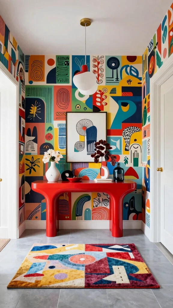 The Best 13 Entryway Wallpaper Ideas for a Bold Character-Filled Entrance - 12. Quirky Pop Art 1
