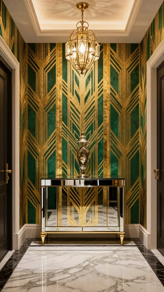 The Best 13 Entryway Wallpaper Ideas for a Bold Character-Filled Entrance - 6. Art Deco Elegance 1