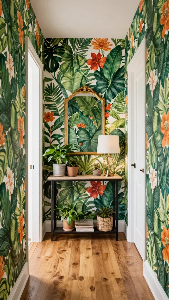 The Best 13 Hallway Wallpaper Ideas for a Bold Character-Filled Entrance - 1. Lush Botanical Prints 1