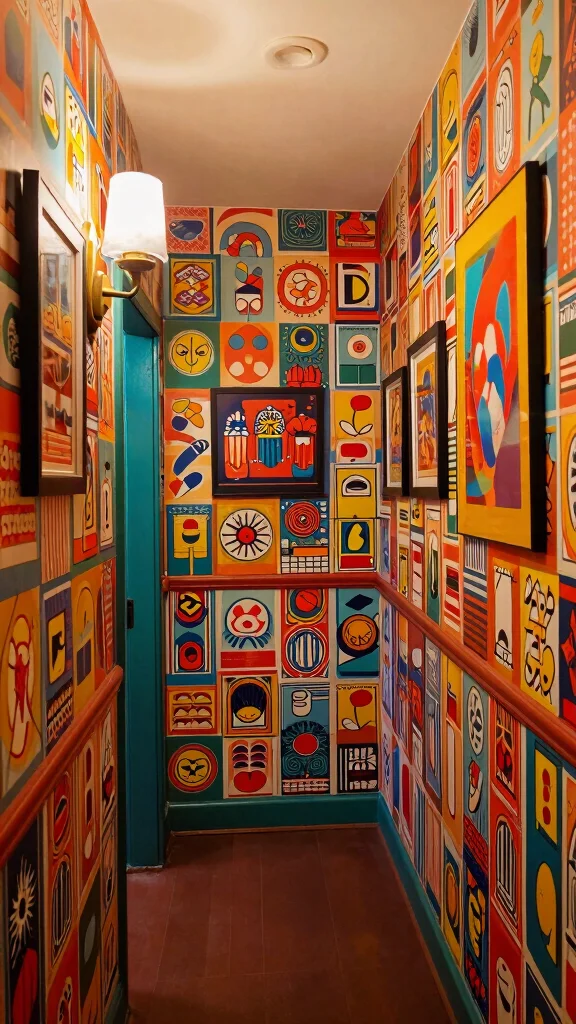 The Best 13 Hallway Wallpaper Ideas for a Bold Character-Filled Entrance - 12. Retro Pop Art Vibes 1