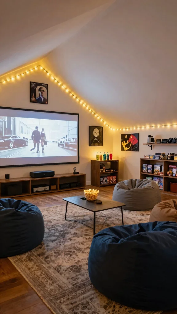 The Best 14 Attic Makeover Ideas That Transform Your Top Floor - 8. Movie or Game Room 1